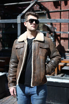 Kevin's Vintage trucker style shearling jacket