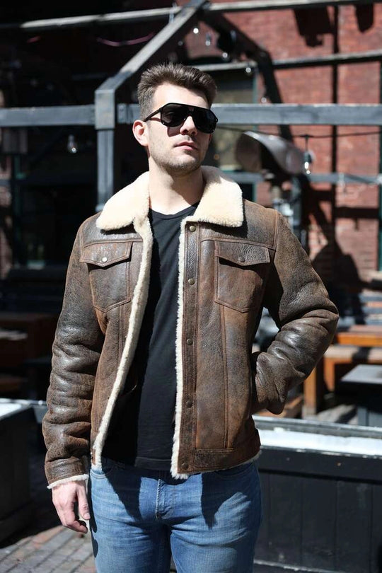 Kevin's Vintage trucker style shearling jacket