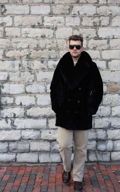 Peyton Black Mouton Shearling coat with Fox fur