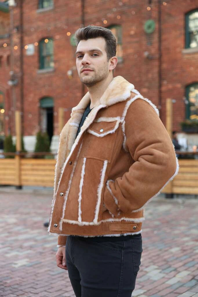 Stan's Tan Suede Shearling Trucker Jacket