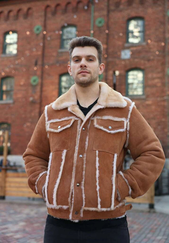 Stan's Tan Suede Shearling Trucker Jacket