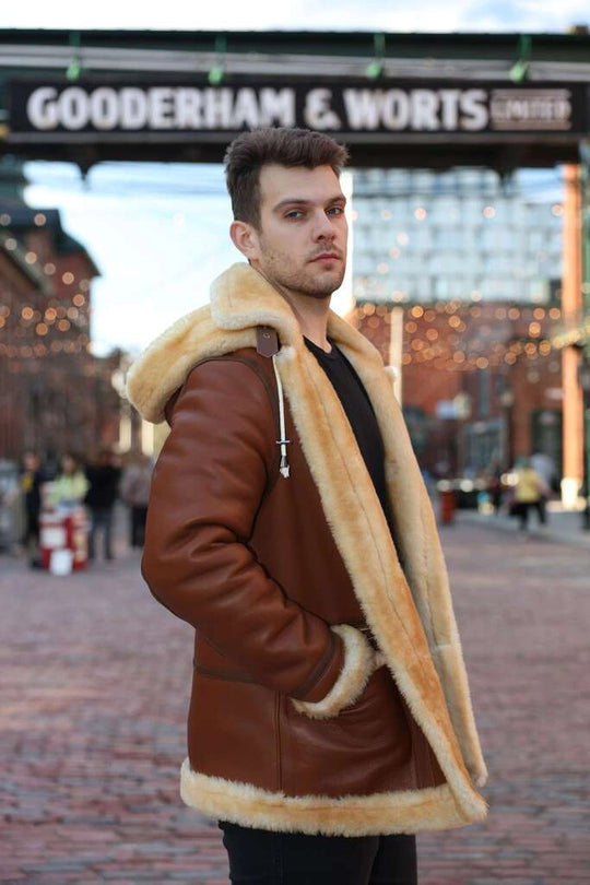 Steve hart Tan Brown Shearling duffle coat