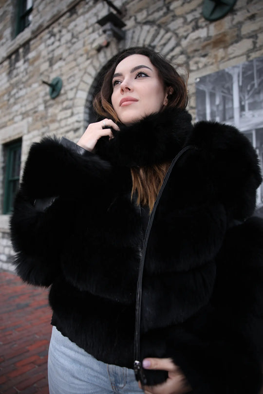 Black fox fur headband