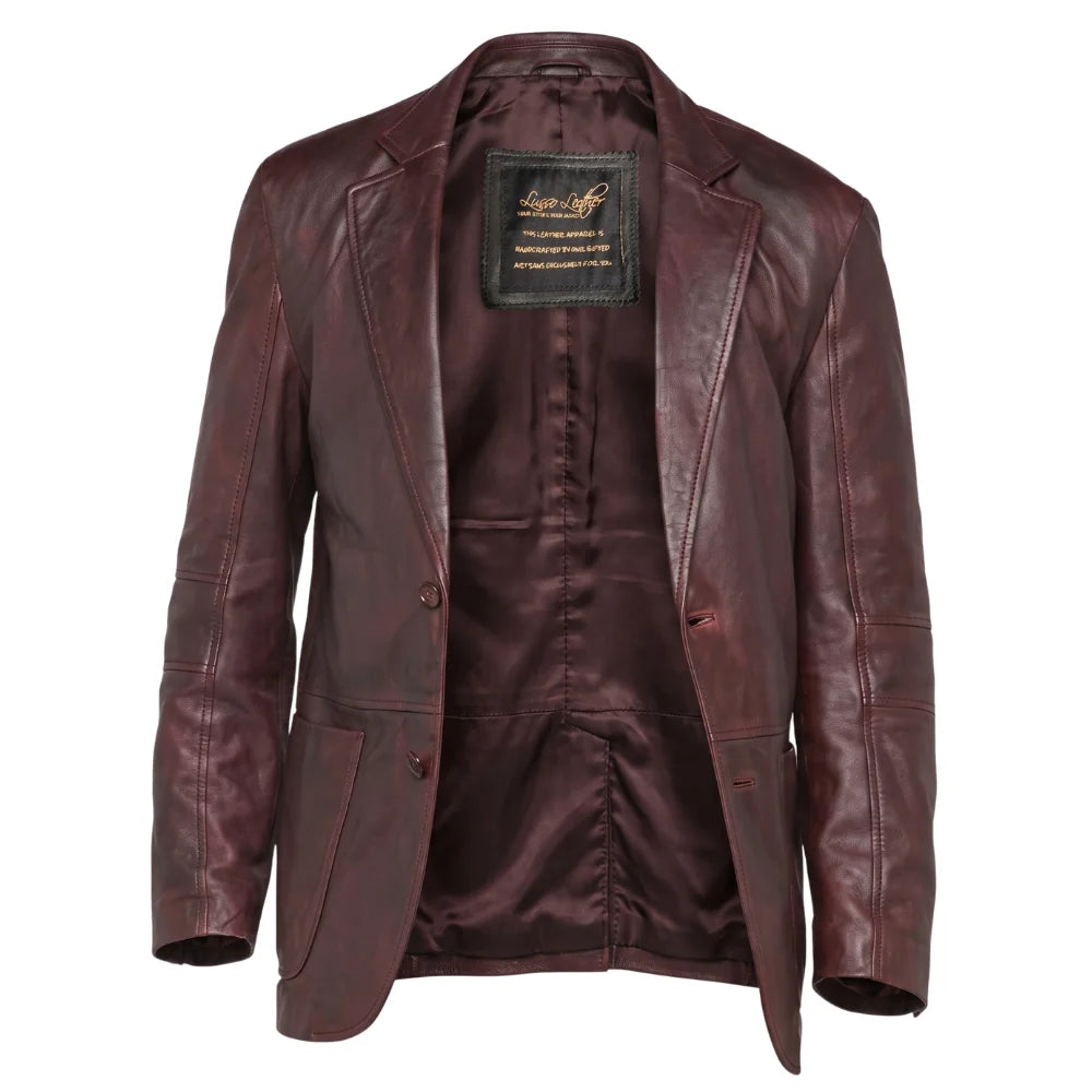 Burnished Brown leather blazer