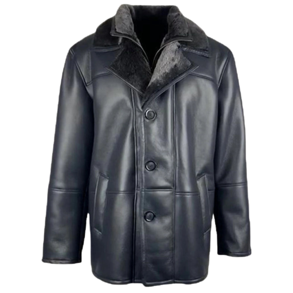 Alex's Black Shearling Driving Coat