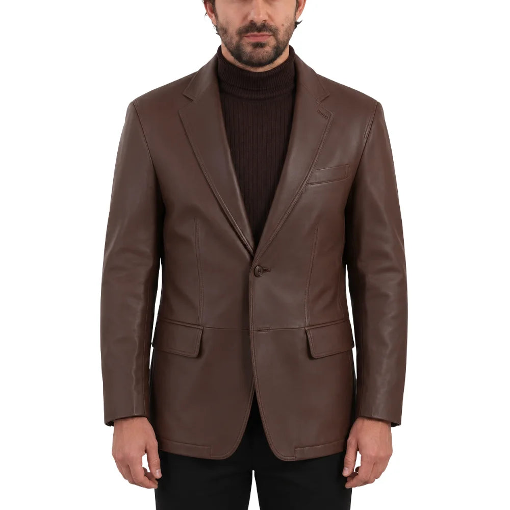 Brown leather blazer