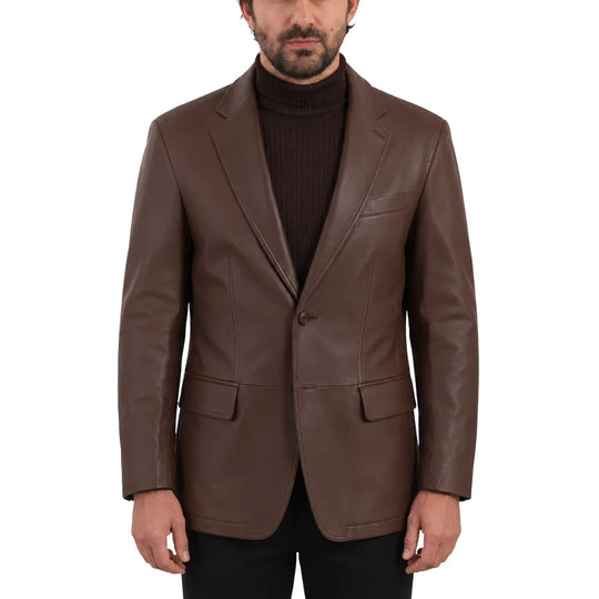 Brown leather blazer