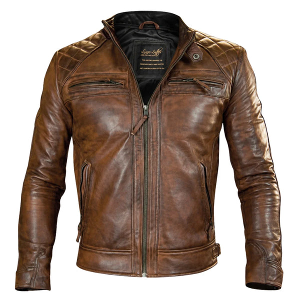 Roan Distressed Brown moto leather jacket