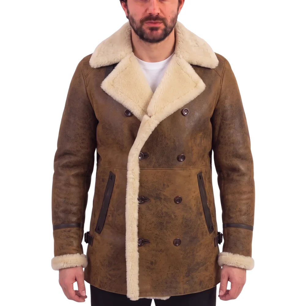 Tyler's Distressed Shearling Trench Coat