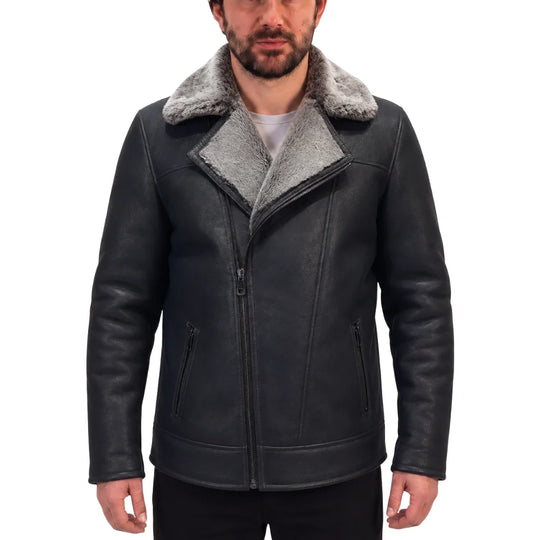 Drake's Black Shearling Car coat
