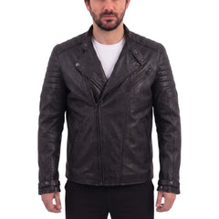Turner's Matte Ribbed Leather Biker Jacket