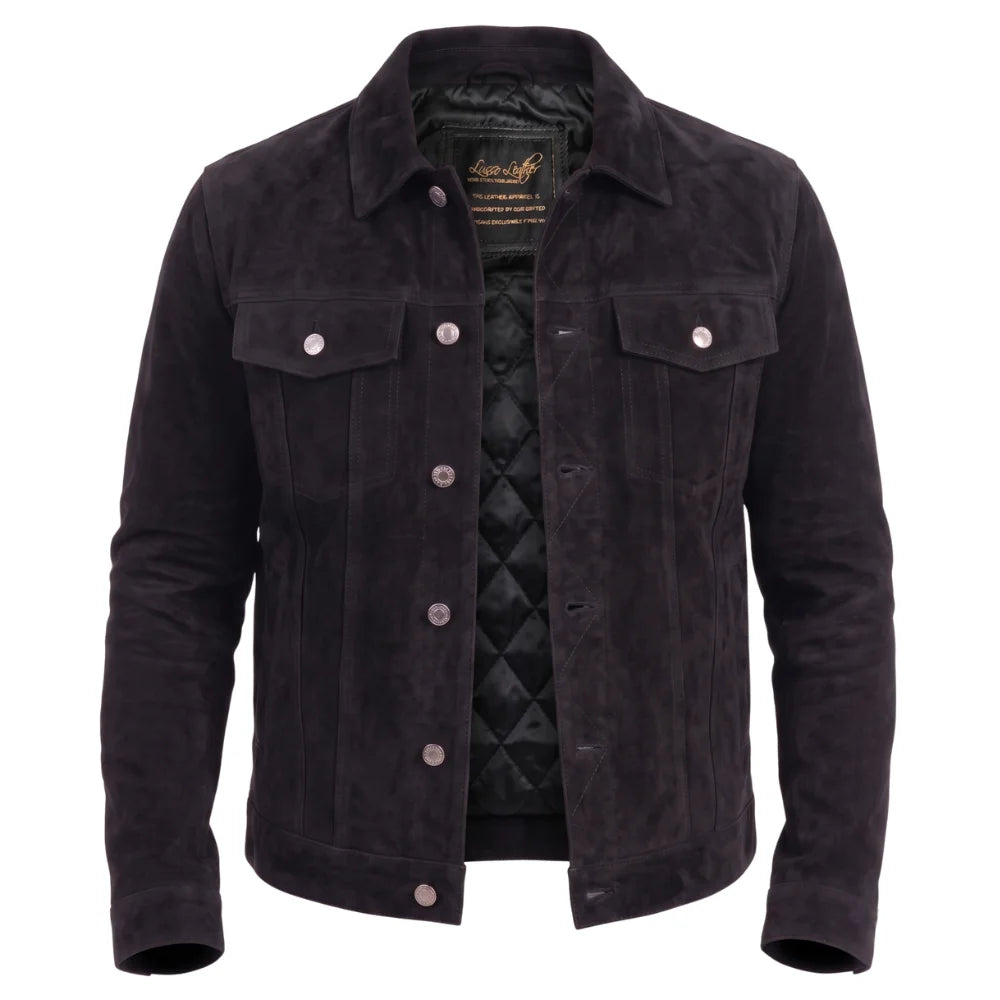 Hart's black suede trucker leather shirt