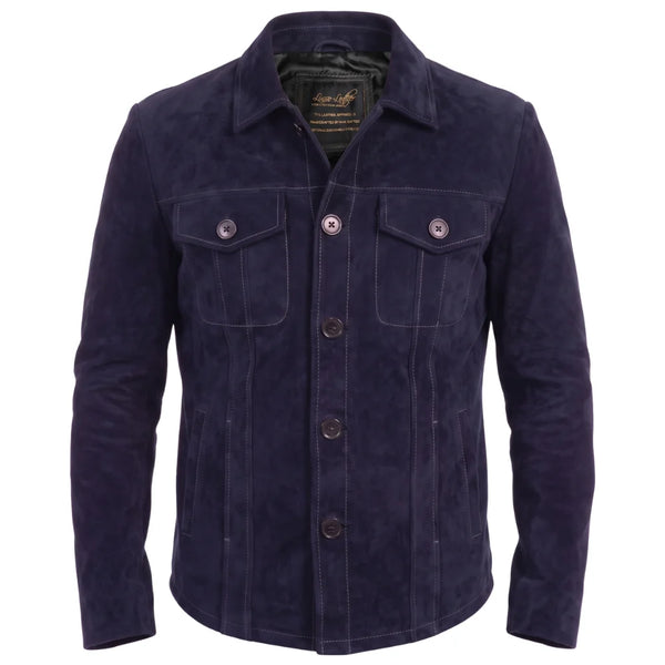 Neive's Navy blue suede shirt