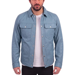 Sky blue suede shirt