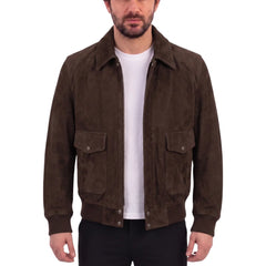 Bernard's Dark Brown Bomber Style Leather Jacket