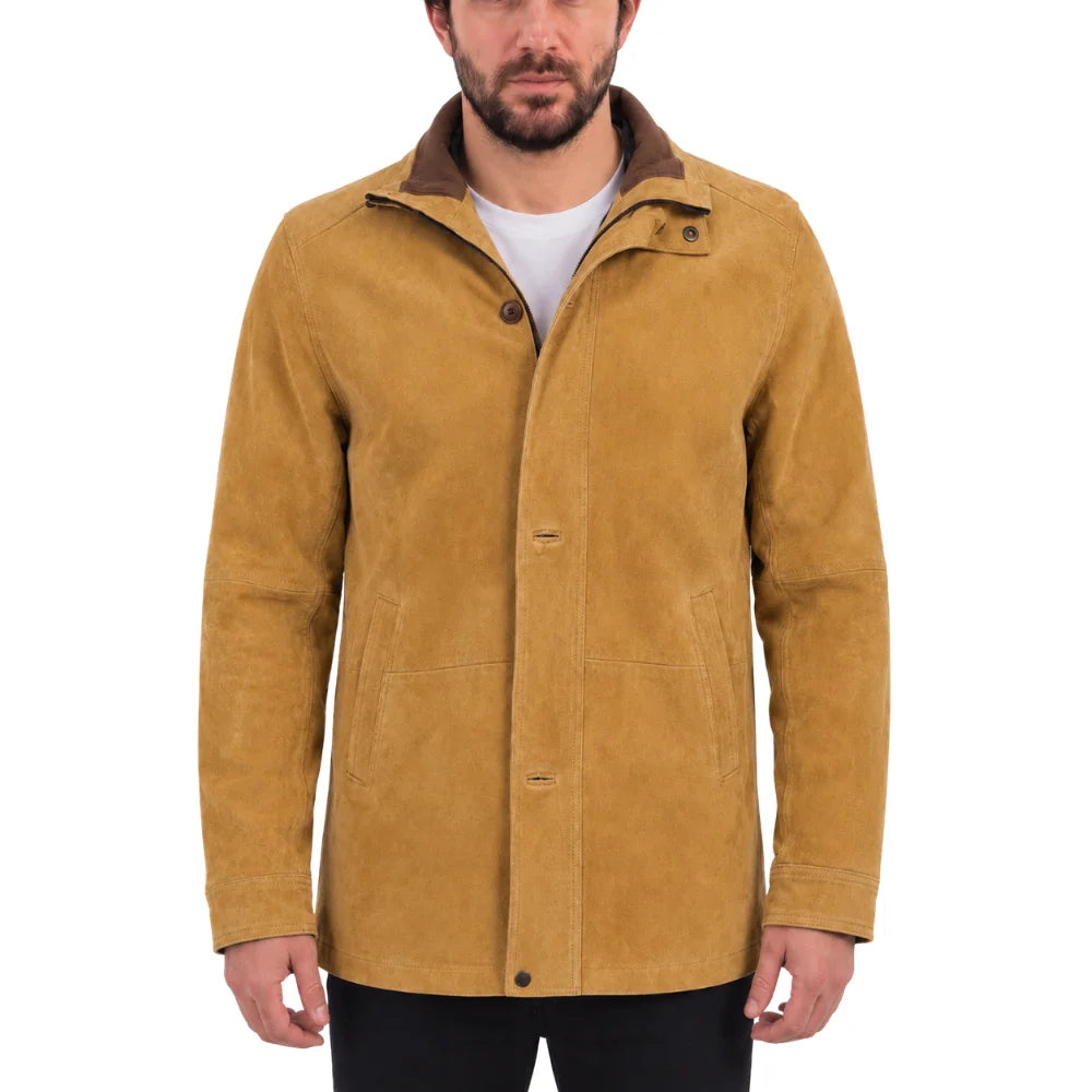 Lincoln Tan Suede Leather driving coat