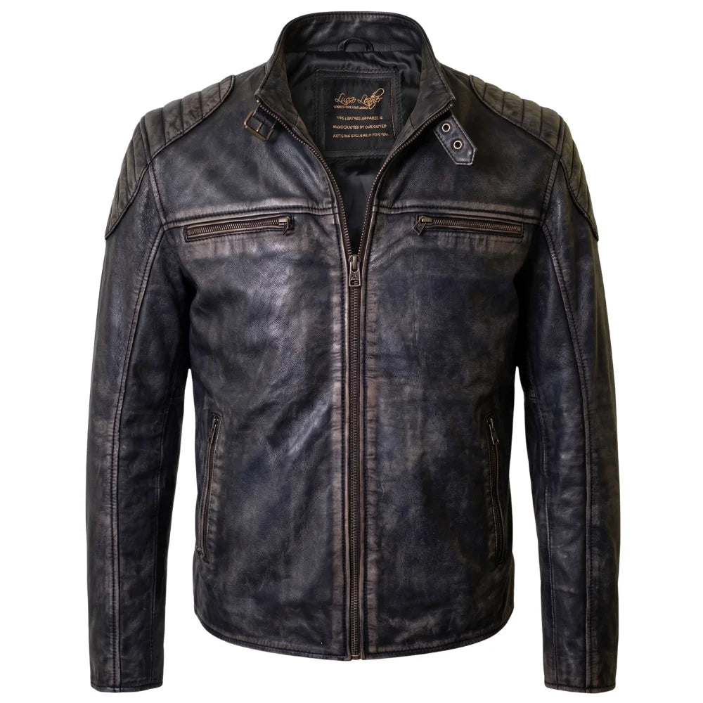 Hendrix's Distressed Leather Jacket with collar belt