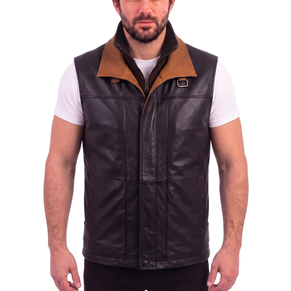 Maxim Black leather vest