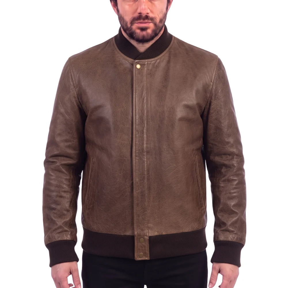 Levi Brown Oiled leather Bomber jacket