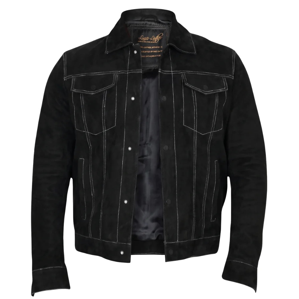 River black trucker suede jacket