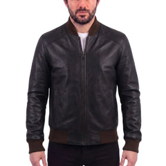 Gage Black bomber leather jacket