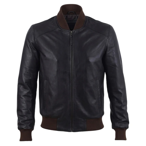 Gage Black bomber leather jacket