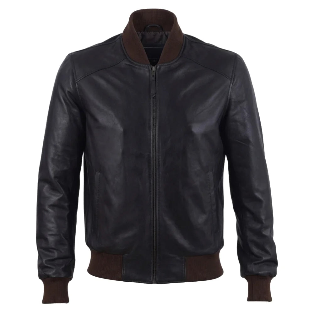 Gage Black bomber leather jacket