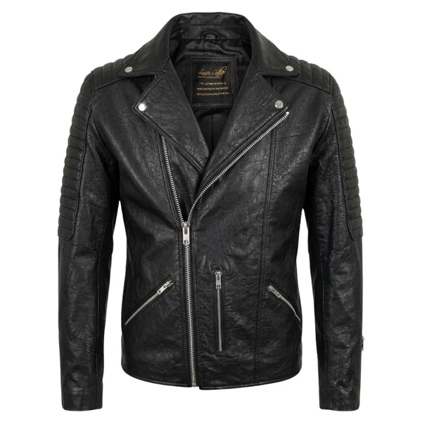 Bubble Textured Leather Biker Jacket