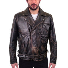 Arnold Schwarzenegger Terminator 2 Distressed Leather  Biker Jacket
