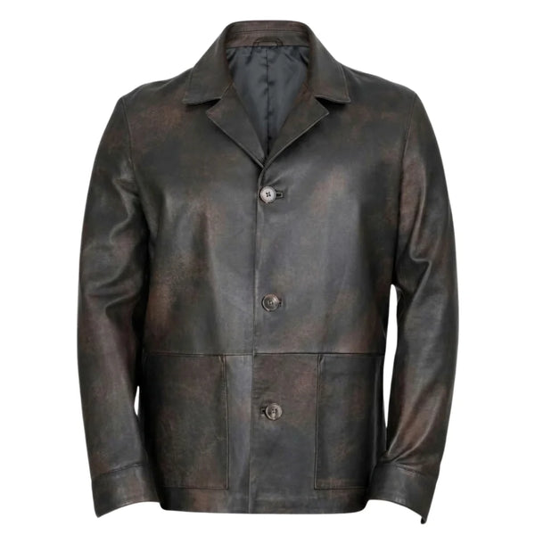 Parker vintage style brown leather jacket