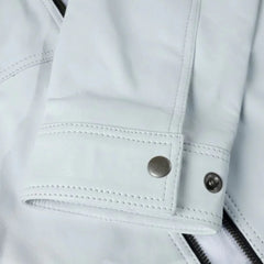 Plain White moto style leather jacket
