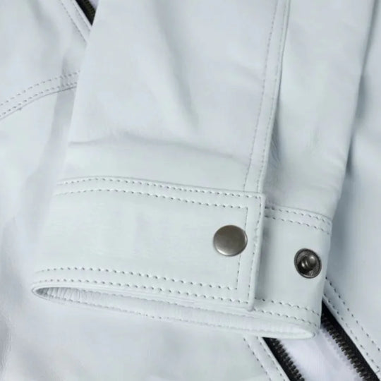 Plain White moto style leather jacket
