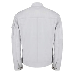 Plain White moto style leather jacket