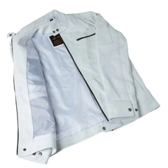 Plain White moto style leather jacket