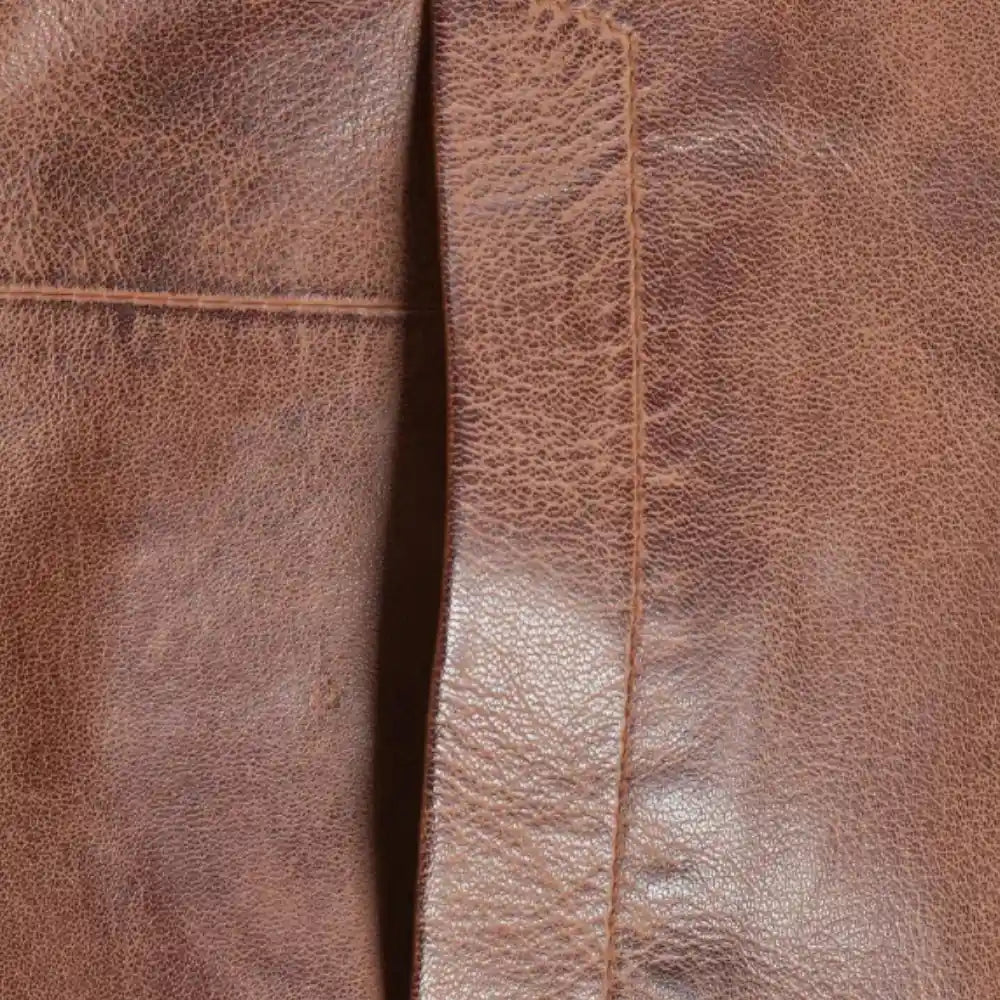Rust leather car coat with faux fur