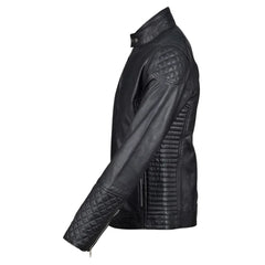 Tyrons moto style leather jacket with quilted detailing