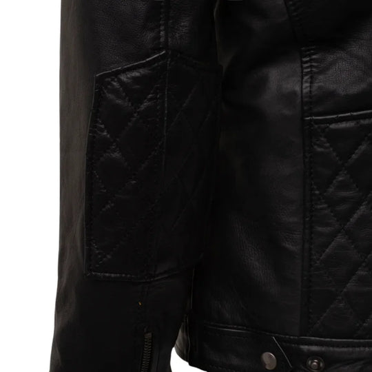 Welsh's moto style leather jacket with diamond stitching details