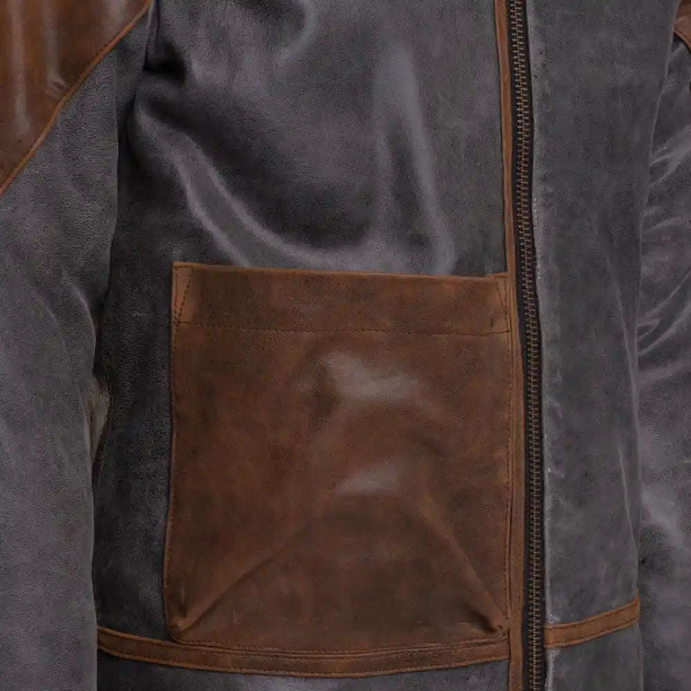 Scott's Patched Leather jacket with Sherpa Lining