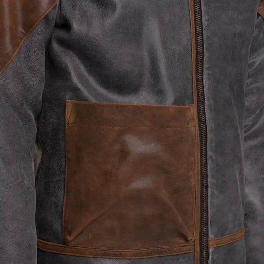 Scott's Patched Leather jacket with Sherpa Lining