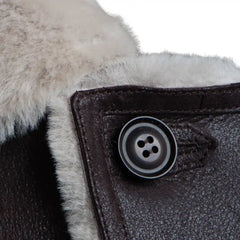 Jozef's 3/4 length brown shearling buttoned coat