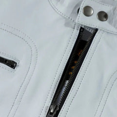 Plain White moto style leather jacket
