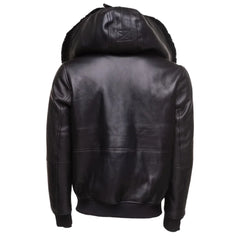 Gregos Varsity Style Sheepskin Shearling Jacket with Large Hoodie