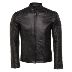Welsh's moto style leather jacket with diamond stitching details