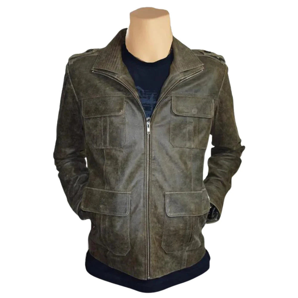 Vintage Blast leather jacket with point collar