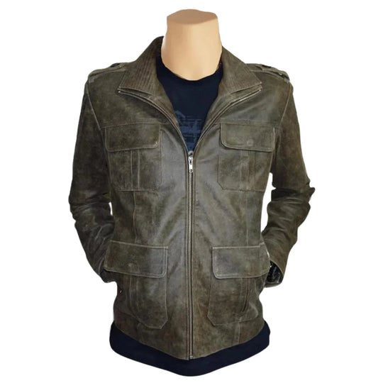 Vintage Blast leather jacket with point collar
