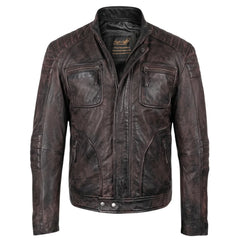 Men's Benton Distressed moto style Leather Jacket