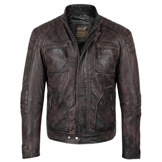 Men's Benton Distressed moto style Leather Jacket