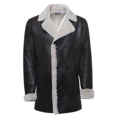 Jozef's 3/4 length brown shearling buttoned coat