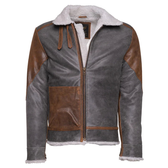 Scott's Patched Leather jacket with Sherpa Lining