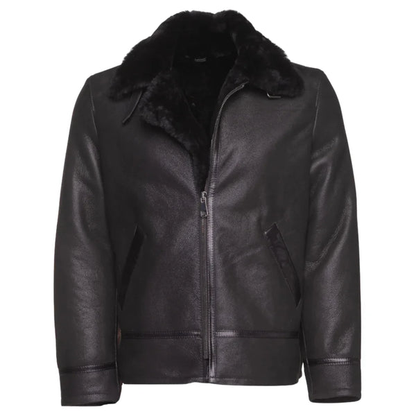Black B3 Bomber Aviator Shearling Jacket